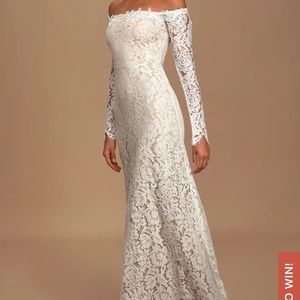 Lulus off shoulder white lace dress